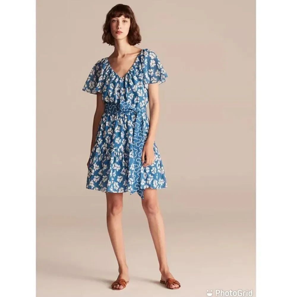 Rebecca Taylor Perla Petal Flutter Sleeve Flounce Hem Dress
